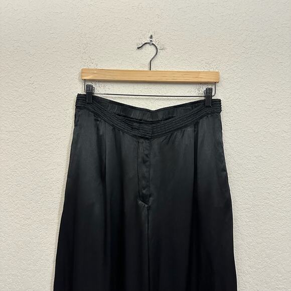 JOHNNY WAS Paradiso High Slit Pants Black Wide Leg Satin Lagenlook NWT - Picture 6 of 16